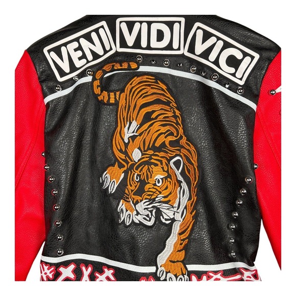 RARE AZALEA WANG Punk Rock Star Tiger Moto Jacket Exploited Veni Vidi Vici sz M - Picture 6 of 6